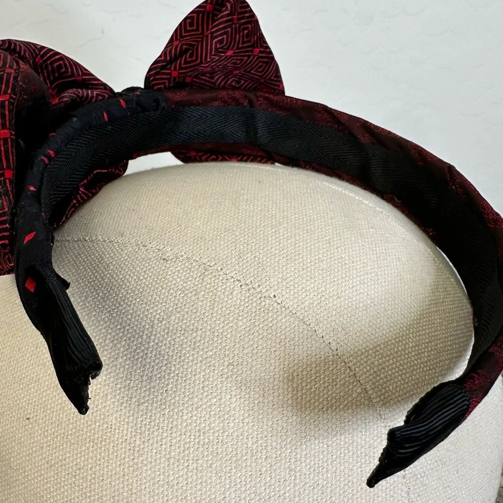 CUSTOM, ONE-OF-A-KIND VERSACE SILK TIE HEADBAND W/ BOW
